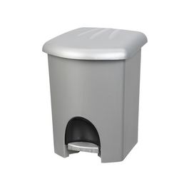 plast team Poubelle cosmétique à pédale, 6 litres, argent
