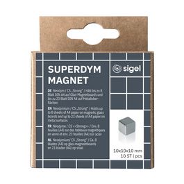sigel Aimant néodyme cube "Strong" C5, set de 10, argent