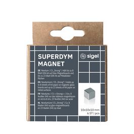 sigel Aimant néodyme cube "Strong" C5, set de 6, argent