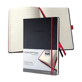 sigel Carnet de notes Conceptum, A4, ligné, noir/rouge