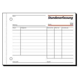 sigel Formularbuch "Stundenerfassung", A6 quer, 50 Blatt