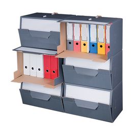 smartboxpro Conteneur d'archives, gris, couvercle perforé x10