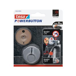 tesa Powerbutton Crochet adhésif Universal large, chrome