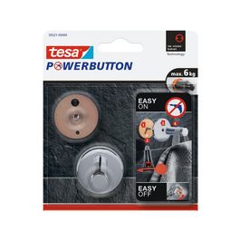 tesa Powerbutton Crochet adhésif Universal medium, chrome