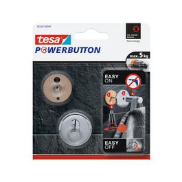 tesa Powerbutton Crochet adhésif Universal small, chrome
