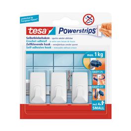tesa Powerstrips Crochet SMALL rectangle, blanc