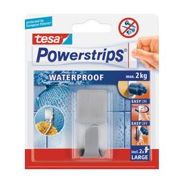 tesa Powerstrips Crochet ZOOM WATERPROOF Large, argent