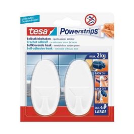 tesa Powerstrips Crochet adhésif LARGE, oval, blanc