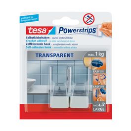 tesa Powerstrips Crochet adhésif LARGE, transparent / blanc
