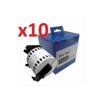 Ruban cassette compatible Brother DK-22205 - Pack de 10 blanc
