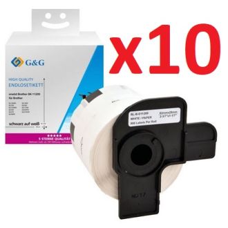 Ruban cassette compatible Brother DK-11209 - Pack de 10 (800 étiquettes)