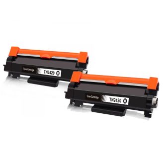 Toners compatibles Brother TN2420 - Pack x2  - noir