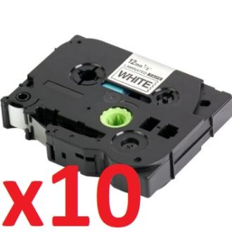 Ruban cassette compatible Brother TZE-131 - Pack de 10 (noir, transparent)