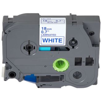 Ruban cassette compatible Brother TZE243 - bleu, blanc