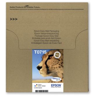 Cartouches d'origines Epson C13T07154510 / T0715 - multipack 4 couleurs : noire, cyan, magenta, jaune