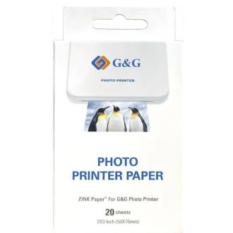 G&G - Pack de 20 Papiers photo auto-adhésif ZINK 76x50 mm (3x2 inch)