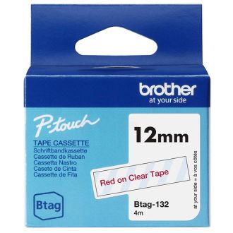 Ruban cassette d'origine Brother BTAG132 - rouge, transparent