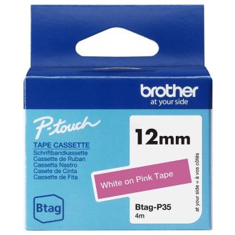 Ruban cassette d'origine Brother BTAGP35 - blanc, rose