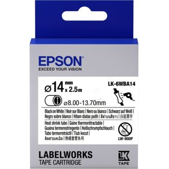 Gaines thermorétractable d'origines Epson C53S656903 / LK-6WBA14 - noire, blanche
