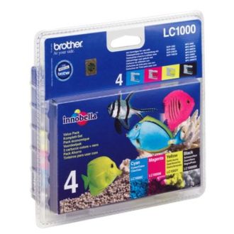 Cartouches d'origines Brother LC1000VALBP - multipack 4 couleurs : noire, cyan, magenta, jaune