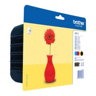 Cartouches d'origines Brother LC121VALBP - multipack 4 couleurs : noire, cyan, magenta, jaune