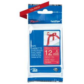 Ruban cassette d'origine Brother TZERW34 - rouge, or