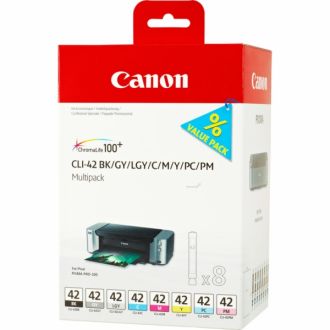 Cartouches d'origines Canon 6384B010 / CLI-42 - multipack 8 couleurs : noire, cyan, magenta, jaune