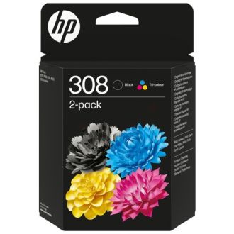 Cartouches d'origines HP 6L6S6UE / 308 - multipack 2 couleurs : noire, multicouleur