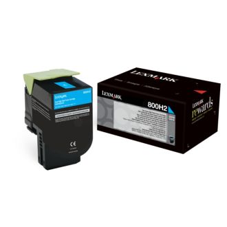 Toner d'origine Lexmark 80C0H20 / 800H2 - cyan