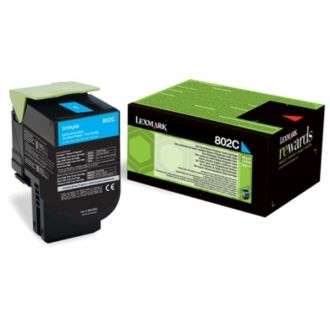 Toner d'origine Lexmark 80C20CE / 802CE - cyan