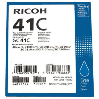 Cartouche d'origine Ricoh 405762 / GC-41 C - cyan