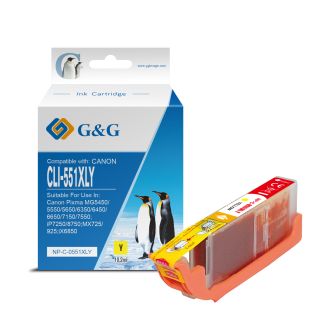 Cartouche haut de gamme compatible Canon 6446B001 / CLI-551 YXL - jaune