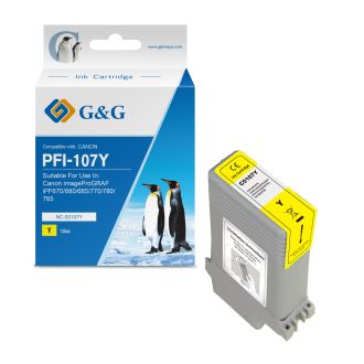 Cartouche haut de gamme compatible Canon 6708B001 / PFI-107 Y - jaune